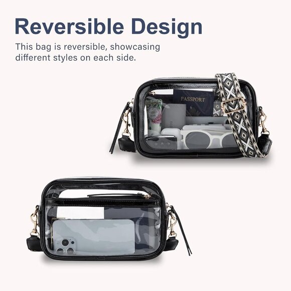Environmentally Friendly Clear Bag for Events - Compact 9.8in Crossbody Design - Picture 2 of 7